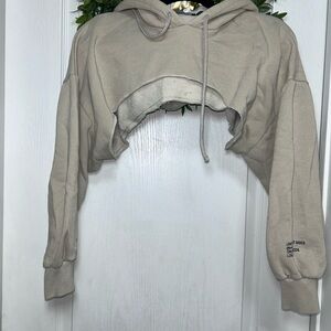 Zara Light Beige Cropped Hoodie